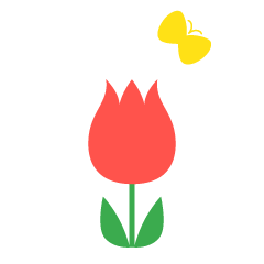 Cute Red Tulip and Butterfly