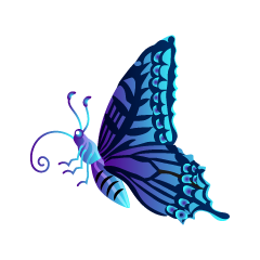Blue Colorful Butterfly with Side