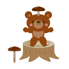 Cute Bear and Mushrooms