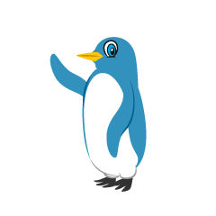 Blue Penguin with Raised Hand