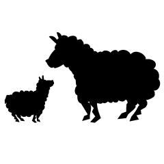 Parent and Child Sheep Silhouette