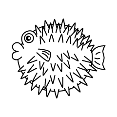 Porcupinefish Black and White