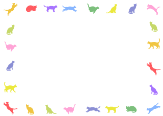 Frontera de silueta de gato colorido