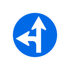 Straight or Left Turn Ahead Sign
