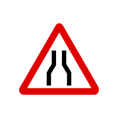 Road Narrows on Both Sides Caution Sign