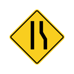 Road Narrows on Right Warning Sign