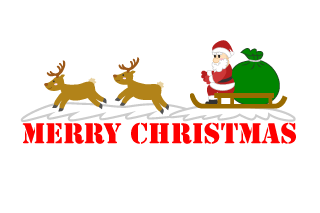 Merry Christmas Text and Santa sledding