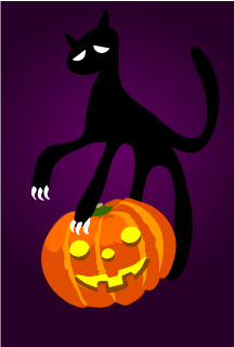 Black Cat and Pumpkin Halloween Card