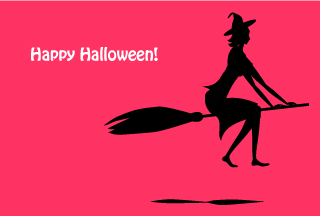 Flying Witch Silhouette Halloween Card