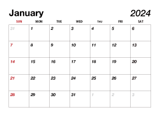 Calendario enero 2024