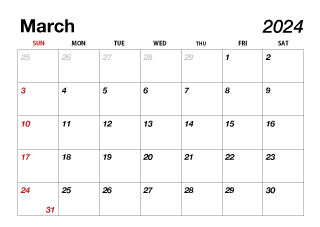 Calendario marzo 2024