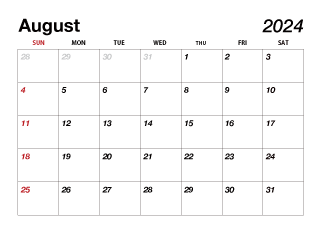 Calendario agosto 2024