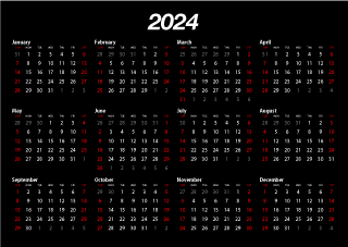 Calendario Negro Mayo 2024
