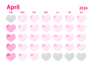 Heart April 2022 Calendar