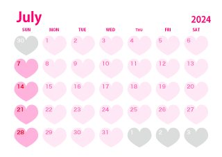 Heart July 2022 Calendar
