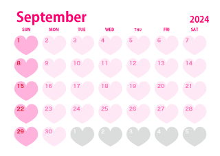 Heart September 2024 Calendar