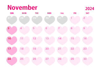 Heart November 2024 Calendar