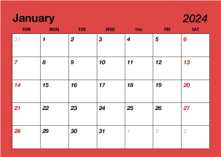 Corazón Calendario Febrero 2024