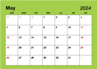 Color May 2024 Calendar