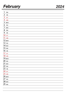 February 2024 Schedule Calendar