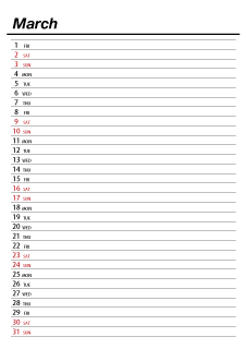 March 2022 Schedule Calendar