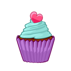 Cute Heart Blue Cupcake