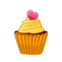 Cute Heart Orange Cupcake