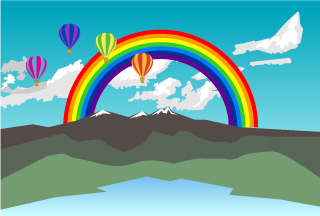 Rainbow and Balloons Background