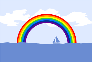 Yacht and Rainbow Background