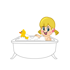 Girl Taking a Bath