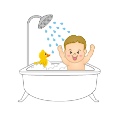 Baby Taking a Bath