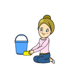 Woman Cleaning with Sponge