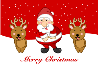 Santa to sing with reindeer Christmas Card