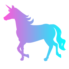 Walking Colorful Unicorn Silhouette
