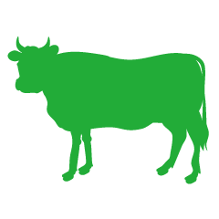 Cow Looking Green Silhouette