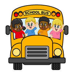 Front of School Bus with Children