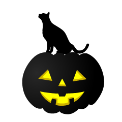 Black Cat Silhouette on Pumpkin