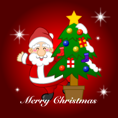 Santa and Tree Merry Christmas Greeting