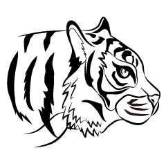 Tiger Profile Black and White
