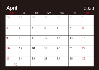 Calendario Negro Abril 2023