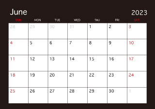 June 2023 Black Calendar