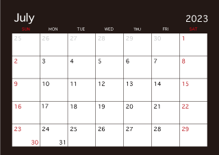 July 2021 Black Calendar