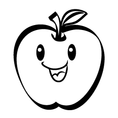 Sonrisa manzana en blanco y negro