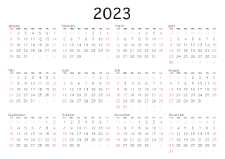 2023 White Calendar