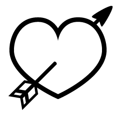 Heart with Arrow Black and White