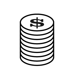 Monedas de un dólar en blanco y negro