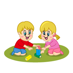 Friends Playing with Blocks