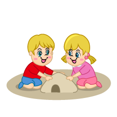 Friends Playing in Sand