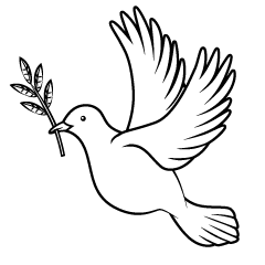 Black and 
White Dove with Olive Branch