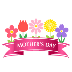 Mothers Day Ribbon and Flowers